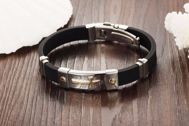 Stainless Steel Cross Mens Bracelets